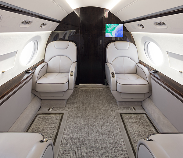Immaculate private jet cabin interior detailed by ABI Elite Aviation